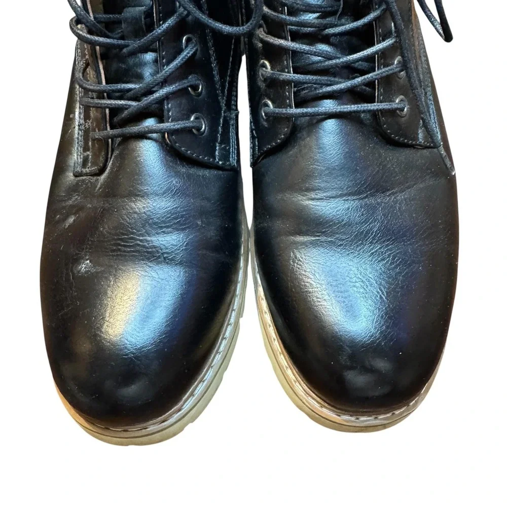 Steve Madden P-Bowery Boots Mens Size 12 Black Combat Side Zip‎ Ortholite Casual
